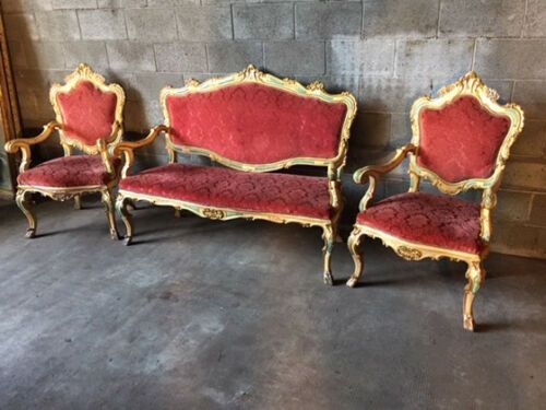 Antikes und elegantes Wohnzimmer-/Sofa und 2 Sessel Ludwig XV